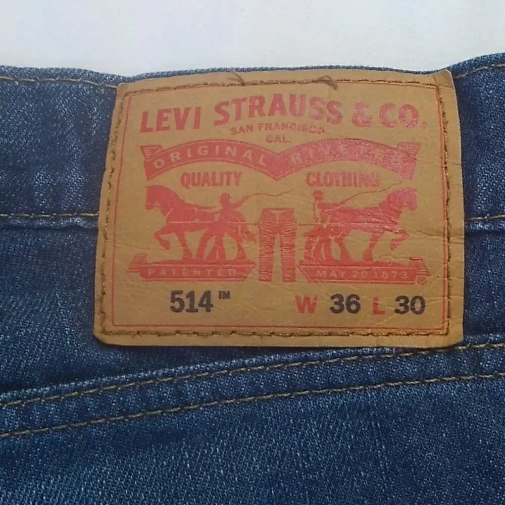 Men Levi's 514 Straight Leg Denim Blue Jeans 36X30